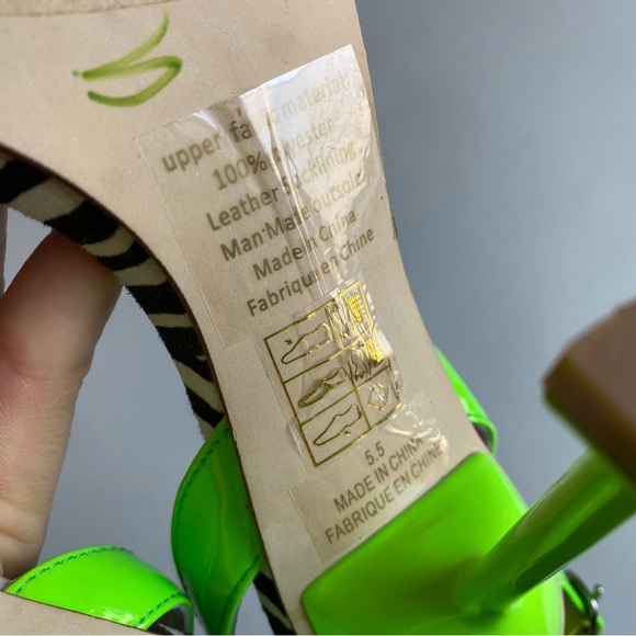 Jeffrey Campbell 5.5 Lime Green Black White Zebra Single Strap Stiletto Heel - Picture 6 of 6